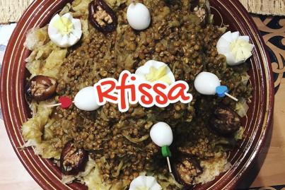 Rfissa au poulet avec tfaya et oeufs de caille
