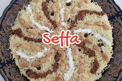 Seffa sucrée aux raisins secs et aux amandes